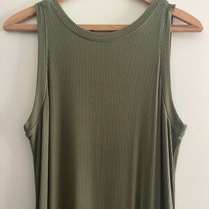 LOFT Olive Green Ribbed Midi Dress